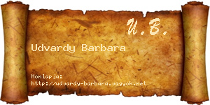 Udvardy Barbara névjegykártya